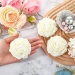 Roowest 3-Pack Floral Shaped Candles - Handmade Soy Wax for Home, Spa, Yoga, Weddings, & Gifts (White) - Image 4