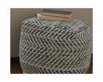 Signature Design by Ashley 18x18 Chevron Pouf: Handmade Woven in Blue and White. - Image 4