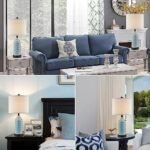 Cinkeda Set of 2 Ceramic Touch Lamps with USB Ports, 3-Way Dimmable Blue for Bedroom & Living Room. Bulbs Included. - Image 3