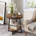 Tribesigns 2-Tier Round End Table with Storage Shelf – Rustic Brown Industrial Nightstand for Small Spaces - Image 6