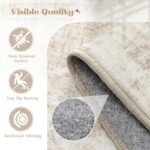 9x12 Washable Vintage Boho Medallion Rug for Living Room, Bedroom, Office – Beige, Non-Slip, Low Pile - Image 6