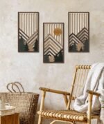 Putuo Decor Boho Mountain Wall Art Set of 3 - Rustic Wooden, Nature-Inspired Geometric Art for Mid-Century Living Spaces (16.5x8.6 in) - Image 4