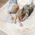 9x12 Washable Vintage Boho Medallion Rug for Living Room, Bedroom, Office – Beige, Non-Slip, Low Pile - Image 4