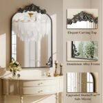 GLSLAND Vintage Arched Wall Mirror 38"x 26" - Gold Carved Metal Frame for Bathroom, Living Room, Entryway. - Image 3