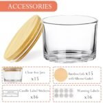 CONNOO 15-Pack 4 OZ Clear Glass Candle Jars with Bamboo Lids - Airtight, Dishwasher Safe, Ideal for Candle Making. - Image 4