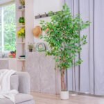 VIVATREES 5FT Artificial Ficus Tree in White Planter – Realistic Silk Faux Plant for Home, Office & Garden Decor. - Image 8