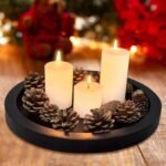 Small Round Wooden Decorative Tray for Coffee Tables—Rustic Black Farmhouse Home Décor & Bathroom Accessory. - Image 4