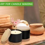 ABK 24PCS 4oz Black Candle Tins with Wood Grain Lids - Matte Jars for DIY Candle Making. - Image 5