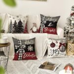 AVOIN Colorlife 18x18 Inch Red Christmas Pillow Covers - Set of 4 Holiday Decorations for Sofa. - Image 2