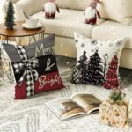 AVOIN Colorlife 18x18 Inch Red Christmas Pillow Covers - Set of 4 Holiday Decorations for Sofa. - Image 5