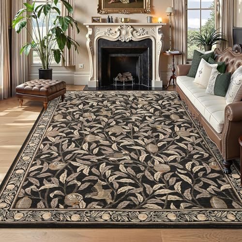 GarveeHome Boho Leaf 5x7 Rugs: Soft, Non-Slip, Washable, Stain-Resistant Carpet GarveeHome Boho Leaf Rugs for Bedroom, 5x7 Area Rugs for Living Room with Soft Low Pile, Non Slip Botanical Bird 5x7 Washable Rug for Dining Stain Resistant Indoor Brown Carpet for Playroom Dorm
