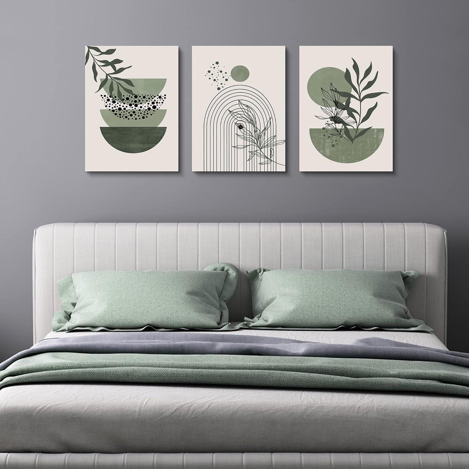 Serene Sage: Our Review of the Minimalist Green Boho Art Trio