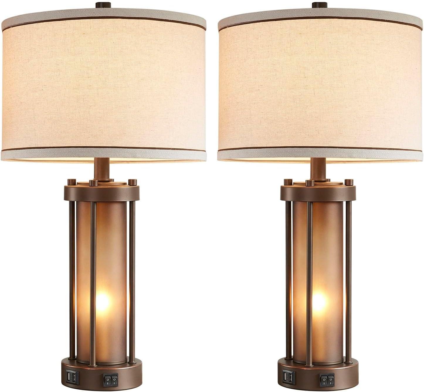 Our Review: Stylish farmhouse Lamps with USB Ports & Nightlight Features