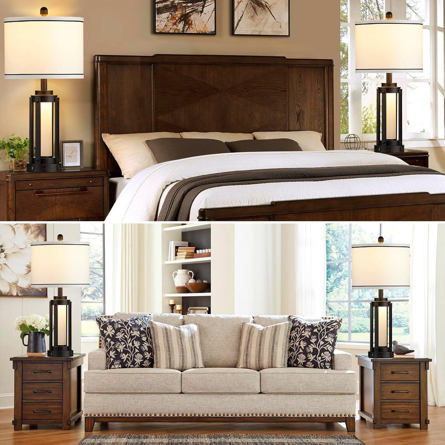 Our Honest Review: Modern Industrial Table lamps⁣ with USB charging