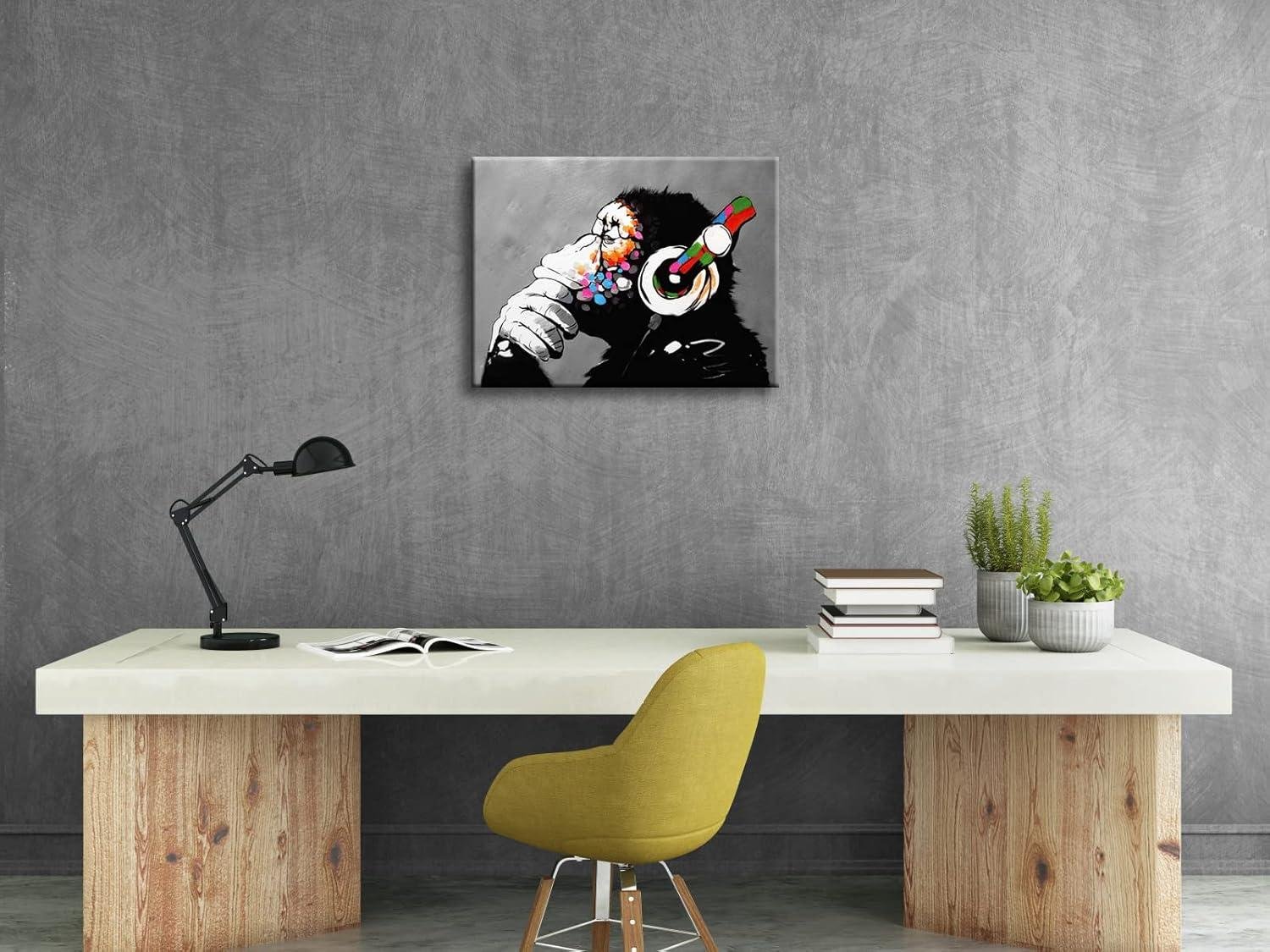 Our Review of Wieco Art's Stylish Banksy Monkey headphone‌ Canvas Print