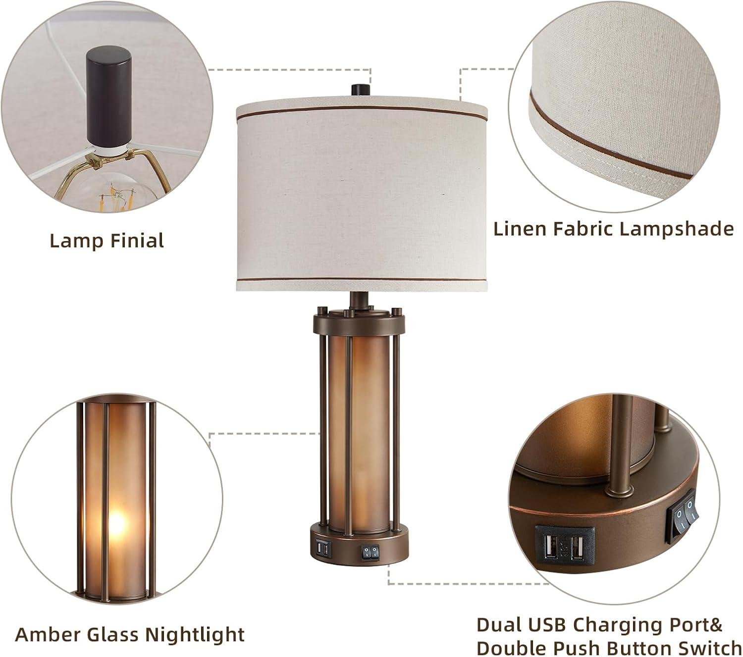Our Review: Stylish Farmhouse lamps with USB Ports & Nightlight Features