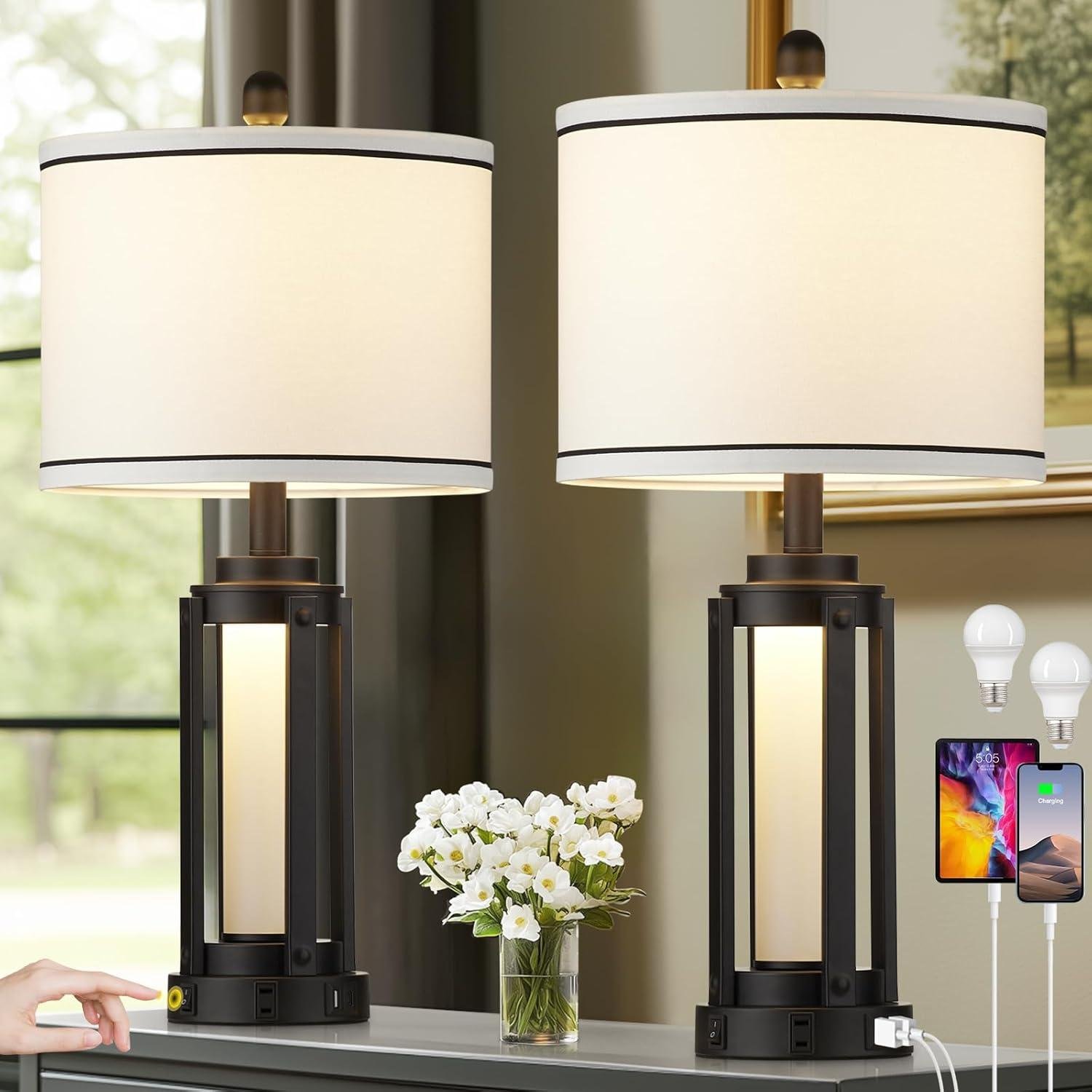 Our Honest Review: Modern Industrial Table Lamps with USB Charging