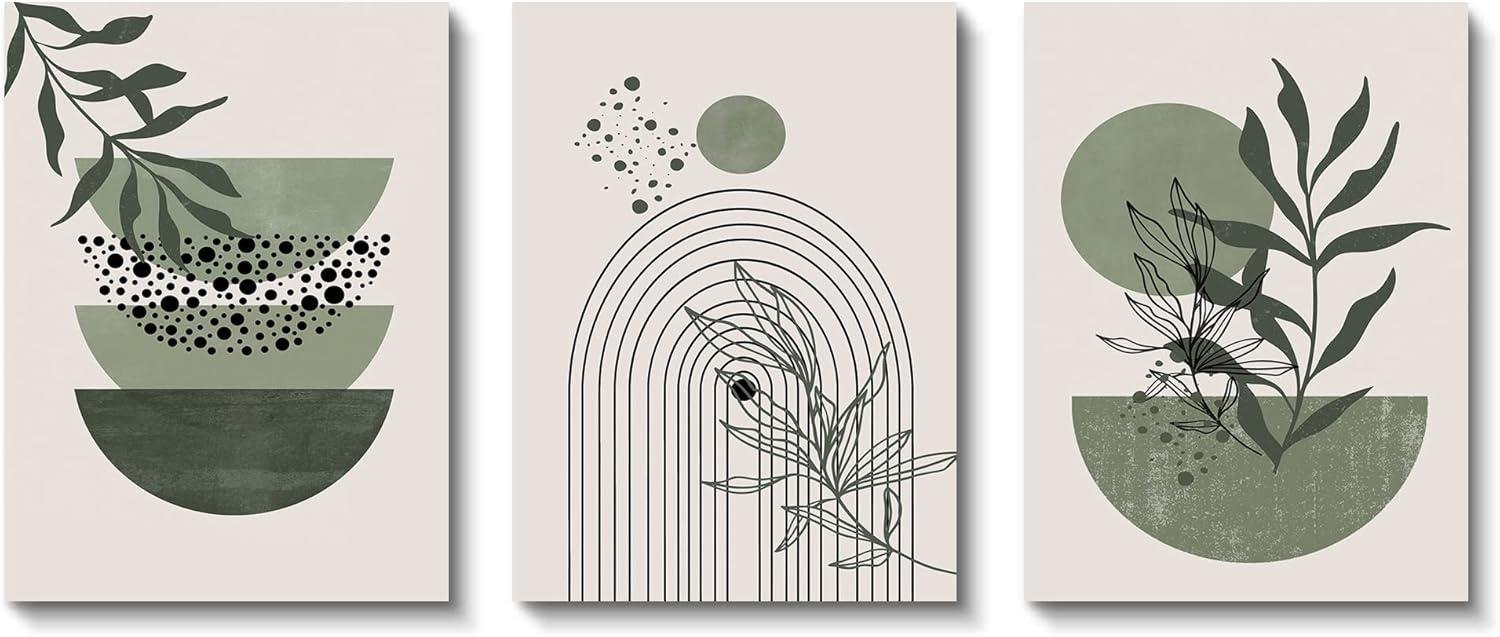 Serene Sage: Our Review of the Minimalist Green Boho Art Trio