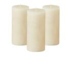 Simply Soson 3x6 inch Ivory Pillar Candles Set of 3, Rustic Texture, Unscented Ivory Candles, Dripless Candles, 3 inch Pillar Candles Ideal as Wedding, Parties, Spas, Dinner, Home Decoration, Church
