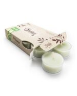 Eucalyptus Leaf Premium Tealight Candles - Highly Scented with Essential & Natural Oils - 6 Green Tea Lights - Beautiful Candlelight - Made in The USA - Fresh & Clean Collection