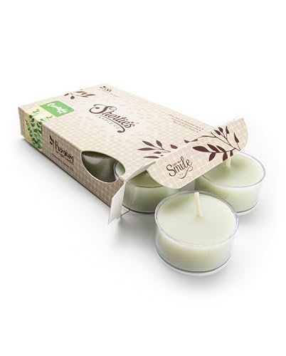 Eucalyptus Leaf Premium Tealight Candles - Highly Scented with Essential & Natural Oils - 6 Green Tea Lights - Beautiful Candlelight - Made in The USA - Fresh & Clean Collection