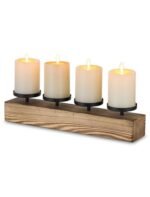 Romadedi Rustic Pine Wood Candle Holders - 16.5 Inch Centerpieces for Dining Tables, Fireplaces & Winter Decor. - Image 9