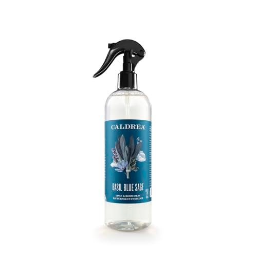 Caldrea Linen and Room Spray Air Freshener, Essential Oils & Caldrea Linen and Room Spray Air Freshener, Made with Essential Oils, Plant-Derived and Other Thoughtfully Chosen Ingredients, Basil Blue Sage Scent, 16 oz