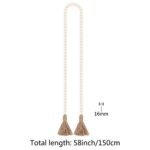 58" Wood Bead Garland with Tassels – Rustic Farmhouse Boho Wall Decor for a Natural Touch - Image 2