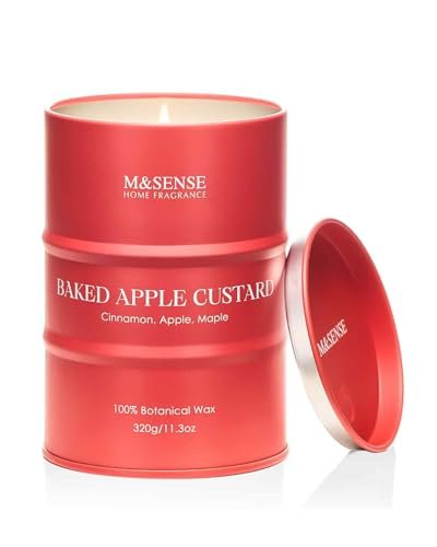 M&SENSE Baked Apple Scented Candles Natural Non Toxic, Aromatherapy Candle for Stress Relief Meditation Relaxing, Housewarming Gifts for Women Men, 11.3oz 70 Hour Long Burning