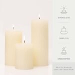 BASK Unscented Ivory Mottled Pillar Candles Set of 3 – Dripless, Smokeless for Any Occasion - Image 3