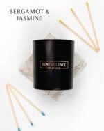 Benevolence LA Bergamot & Jasmine Soy Candles | 8oz Black Holiday Candle for Home & Gifts | 45 Hour Burn - Image 4