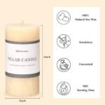 Set of 3 Unscented Ivory Pillar Candles - 3x6 Inch Hand-Poured, Long-Lasting, Smokeless Decor. - Image 5