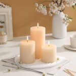 Set of 3 Unscented Ivory Pillar Candles - 3x6 Inch Hand-Poured, Long-Lasting, Smokeless Decor. - Image 3