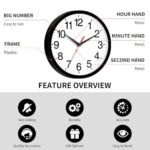 Rohioue 14-Inch Modern Silent Wall Clock - Battery Operated, Non-Ticking, Perfect for Home & Office (Black) - Image 6