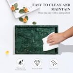 YMXYJM Genuine Natural Marble Tray - Luxury Dark Green Vanity and Bathroom Storage, 12"x8"x1.2" - Image 7