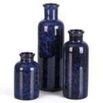 Small Blue Ceramic Vase Set of 3, Boho Modern Flower Vase Room Decor, Farmhouse Decor, Vases for Your Kitchen, Bathroom, Bedroom, Living Room, Office&Shelf Centerpiece Table Decorations