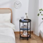 Dulcii Round Side Table with 3 Shelves - Stylish Steel Frame for Living Room, Bedroom, or Outdoor Use - Image 8