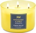 Honeysuckle Citrus Grapefruit 3-Wick Soy Candle, 15.8 oz | Aromatherapy Home Candle | Long-Lasting Clean Burn | Stress Relief Gift