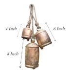 Siddhivinayak Set of 3 Rustic Brass Gold Metal Christmas Bells for Decorative Cow Hanging - Image 3