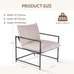 ZZLay Set of 2 Modern Accent Chairs with Metal Frame & Memory Foam, Cozy Lounge Chairs for Home, Beige - Image 2