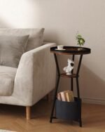 Yusong 3-Tier Round Side Table – Small Accent Table for Living Room, Bedroom & Couch, Rustic Brown. - Image 8