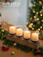 Romadedi Rustic Pine Wood Candle Holders - 16.5 Inch Centerpieces for Dining Tables, Fireplaces & Winter Decor. - Image 2