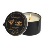 LUXMASA Vegan Home SPA Scented Aromatherapy Massage Candle for Skin Moisturizing,Soybean Wax Massage Body Oil for Foot Treatment, Romantic Gift for Friend Coffee Vodka Scent 2.35 OZ