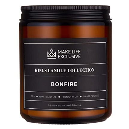 Scented Candles for Men | Bonfire, Mahogany & Teakwood Scented | Wooden Wick, Long Lasting, Masculine Scents | Natural Soy Jar Candle for Home, Bachelor Pad Decor | The Perfect Mens Gift.