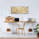 KREATIVE ARTS Large Brown and Gold Abstract Canvas Art - Nordic Modern Wall Decor, 20x48'' Giclee Prints for Living Room, Bedroom, Office. - Image 3