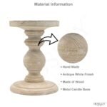 Hosley Set of 2 Antique White Wooden Pillar Candle Holders - 7" Country Style Decor, Perfect for Weddings and Special Occasions. - Image 6
