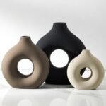Vanselia Ceramic Vase Home Table Decor - Flower Vases Set of 3 Small Living Room Centerpiece Decorations for Shelf Bedroom Office Kitchen Dining Desk Modern Aesthetic Farmhouse Decorative (Classic)