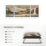 Framed Mountain Wall Art: 3-Piece Brown Landscape Prints for Modern Living Room & Dining Decor. - Image 8