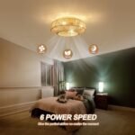 20'' Boho Rattan Ceiling Fan with Light & Remote Control, Enclosed Flush Mount for Living Room & Nursery - Image 7