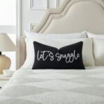 Sunkifover Let's Snuggle Lumbar Pillow Cover – 12x20" Black & White Cotton Decorative Case for Home Decor. - Image 3